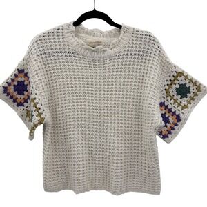 Universal‎ Thread Granny Square Sweater Medium Boxy Loose Knit Boho
